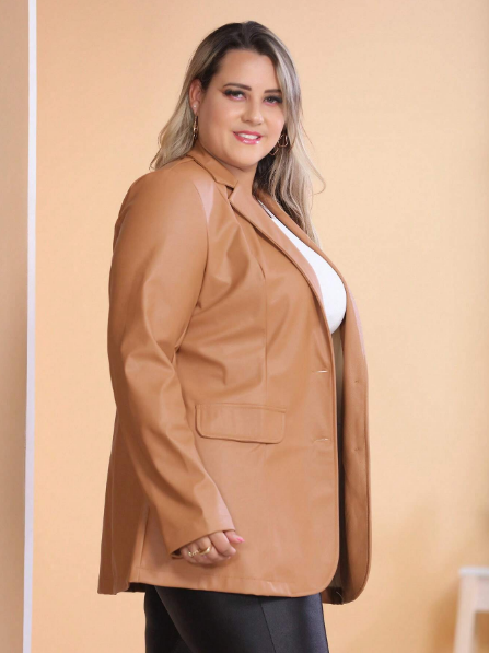 Blazer plus size feminino,Blazer de couro plus size,Blazer plus size elegante,Blazer plus size para trabalho,Blazer social plus size,Blazer couro feminino plus size,Blazer feminino plus size casual