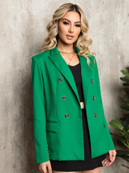 Blazer feminino alfaiataria,Casaco social feminino elegante,Blazer feminino com forro,Blazer social feminino sofisticado,Blazer feminino com botões decorativos,  Casaco feminino de alfaiataria,Blazer acinturado feminino para trabalho
