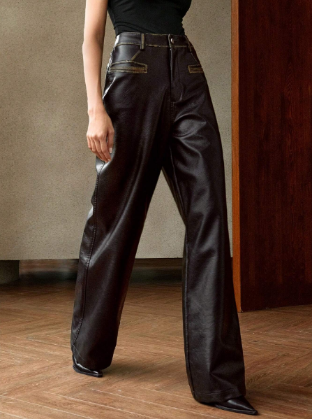 Calça feminina vintage,Calça pantalona desbotada,Calça longa feminina,Calça estilo retrô feminina,Calça de cintura alta vintage,Calça jeans vintage feminina,Calça importada feminina,