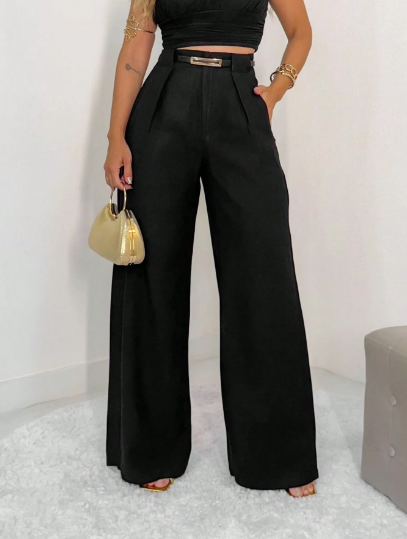 Calça pantalona feminina,
 Calça de alfaiataria feminina,
 Calça social feminina com cinto,
 Calça pantalona cintura alta,
 Calça pantalona elegante,
 Calça pantalona moderna,
 Calça pantalona cores vibrantes,