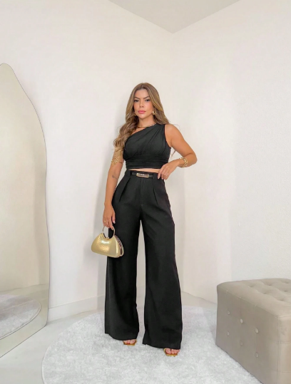 Calça pantalona feminina,
 Calça de alfaiataria feminina,
 Calça social feminina com cinto,
 Calça pantalona cintura alta,
 Calça pantalona elegante,
 Calça pantalona moderna,
 Calça pantalona cores vibrantes,