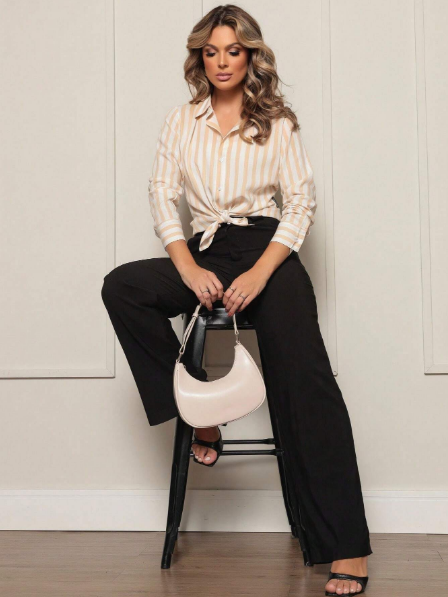 Camisa feminina listrada manga longa,Camisa social feminina listrada,Camisa casual feminina com botões,Camisa feminina de listras para trabalho,Camisa feminina listrada elegante,Camisa feminina listrada para escritório,Camisa feminina listrada de algodão, 