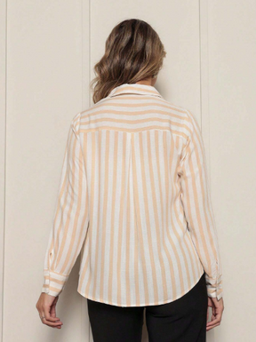 Camisa feminina listrada manga longa,Camisa social feminina listrada,Camisa casual feminina com botões,Camisa feminina de listras para trabalho,Camisa feminina listrada elegante,Camisa feminina listrada para escritório,Camisa feminina listrada de algodão, 
