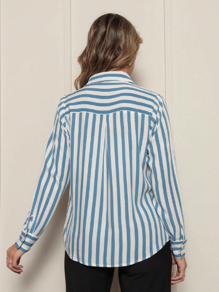 Camisa feminina listrada manga longa,Camisa social feminina listrada,Camisa casual feminina com botões,Camisa feminina de listras para trabalho,Camisa feminina listrada elegante,Camisa feminina listrada para escritório,Camisa feminina listrada de algodão