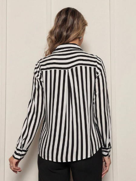 Camisa feminina listrada manga longa,Camisa social feminina listrada,Camisa casual feminina com botões,Camisa feminina de listras para trabalho,Camisa feminina listrada elegante,Camisa feminina listrada para escritório,Camisa feminina listrada de algodão