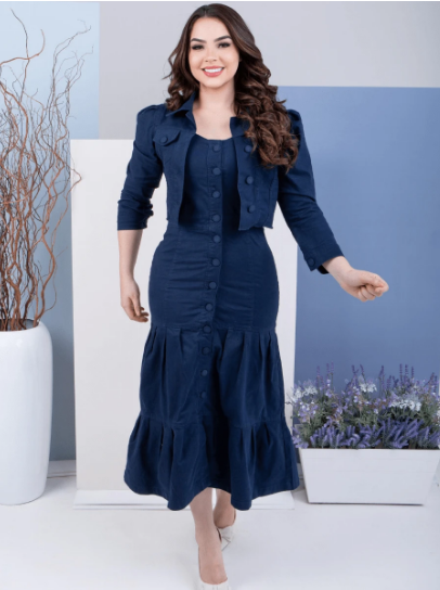 vestido,
Vestido de alcinha com jaqueta,
Conjunto de vestido e jaqueta,
Vestido decote quadrado,
Jaqueta de sarja feminina,
Conjunto casual feminino,
Moda feminina outono/inverno