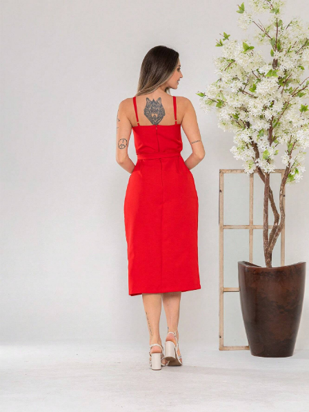 Vestido midi de alfaiataria de alcinha,Vestido midi de alça elegante,Vestido midi de alfaiataria feminino,Vestido midi de alça para festas,Vestido midi de alfaiataria casual,Vestido midi de alça sofisticado,Vestido midi de alfaiataria para eventos