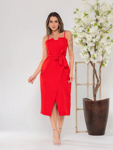 Vestido midi de alfaiataria de alcinha,Vestido midi de alça elegante,Vestido midi de alfaiataria feminino,Vestido midi de alça para festas,Vestido midi de alfaiataria casual,Vestido midi de alça sofisticado,Vestido midi de alfaiataria para eventos